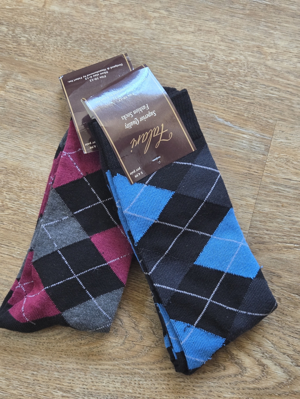 Men's Argyle Dress Socks 2 Pack - Blue and Burgundy Pairs